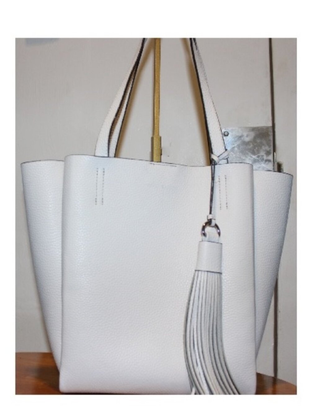 New $248 Vince Camuto Large Taja Tassel Charm Tote Shoulder Bag